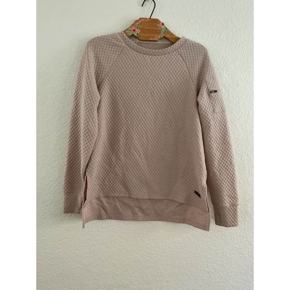 Nine West Active Pullover Size M Blush Pink Quilted Textured Long Sleeve Top
